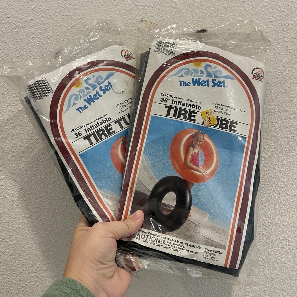 Vintage Intex The Wet Set Tubes 1983 36" Set of 2 Double Valve Heavy Duty Black